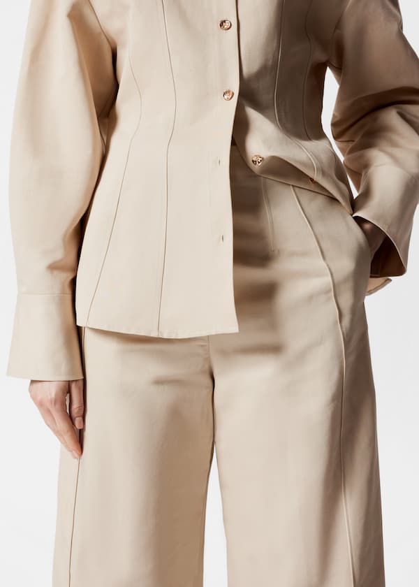 Wide-Leg Side-Slit Trousers