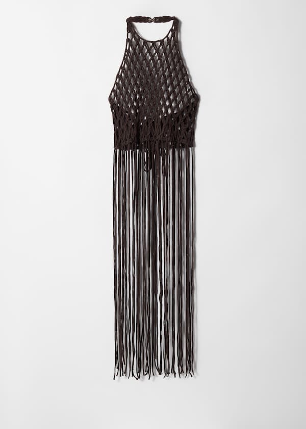Fringed Macramé Halterneck Top