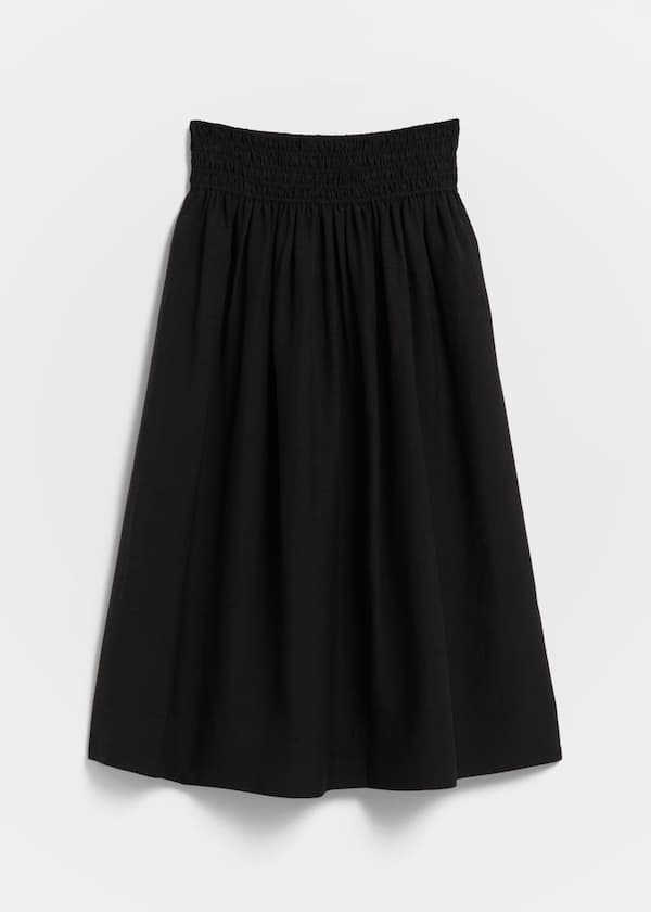 Smock-Waist Midi Skirt