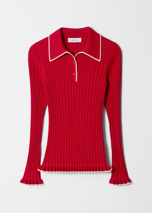 Rib-Knit Polo Shirt