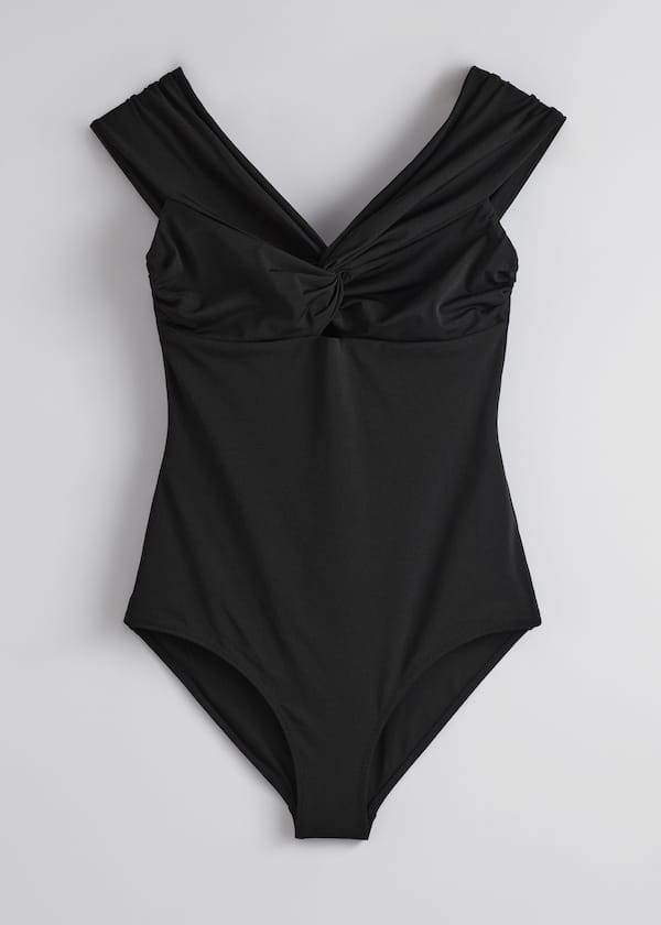 Gathered V-Cut Swimsuit