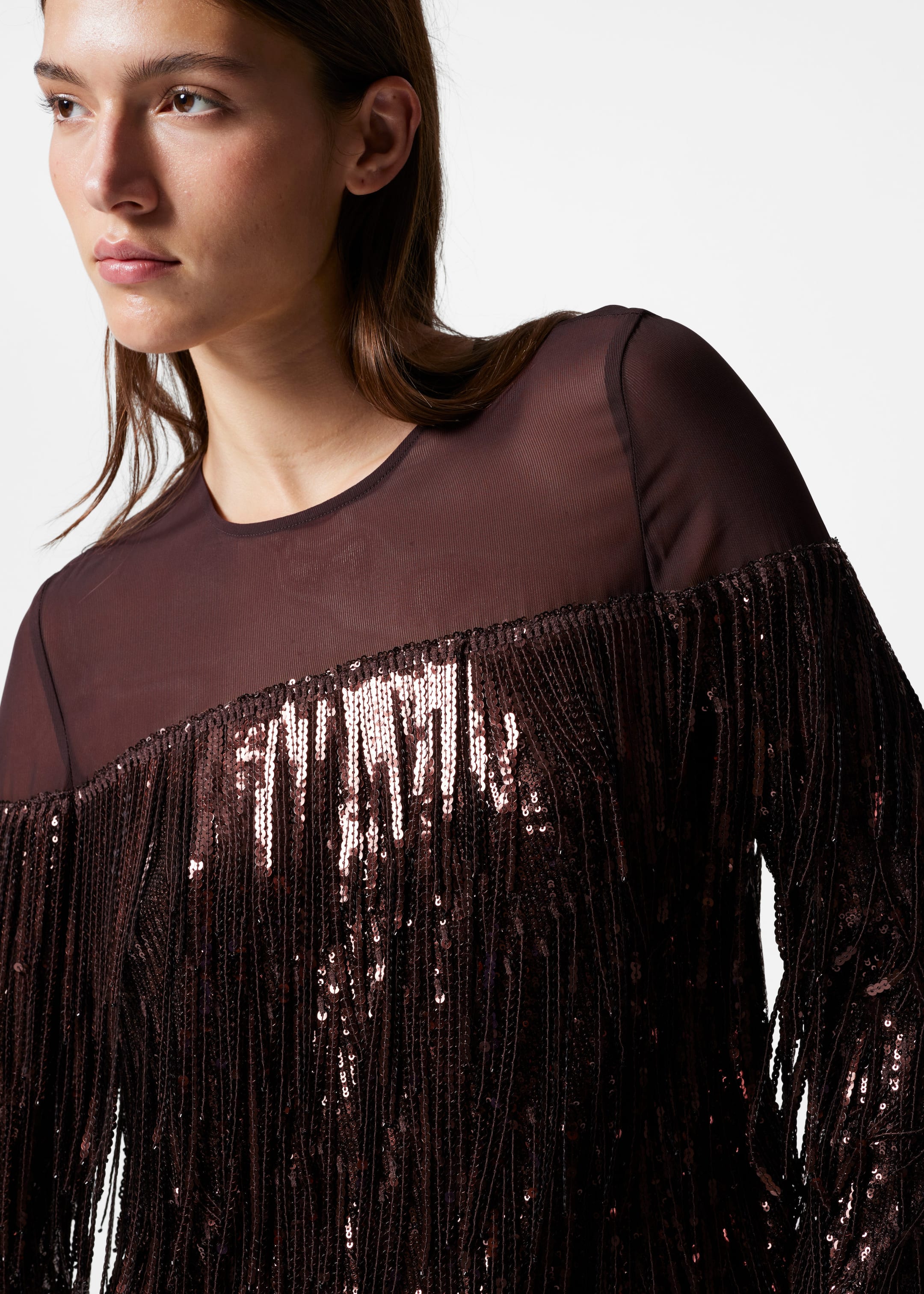 Image of Fringed Sequin Top