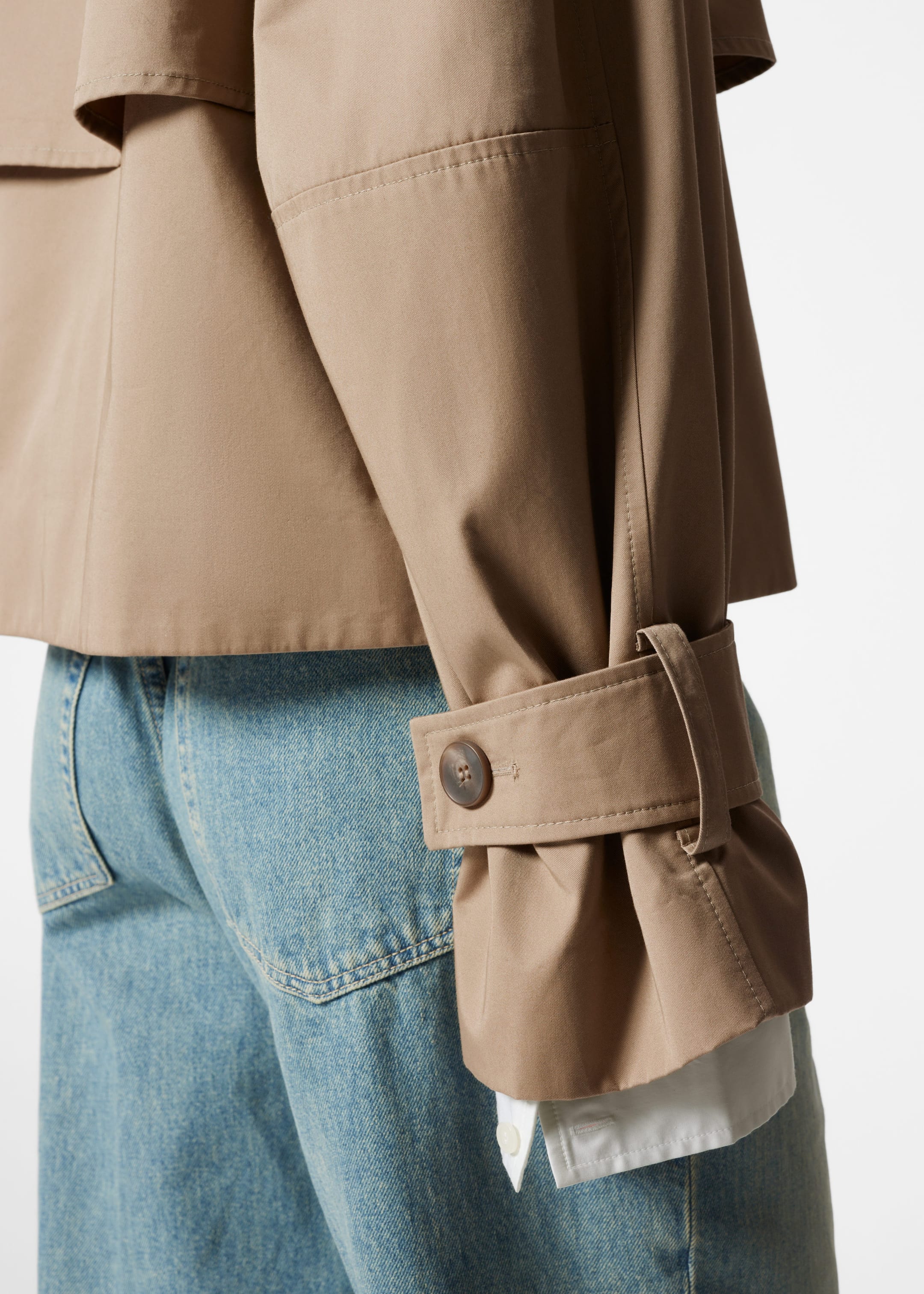 Short Trench Coat Jacket - Beige - Lookbook