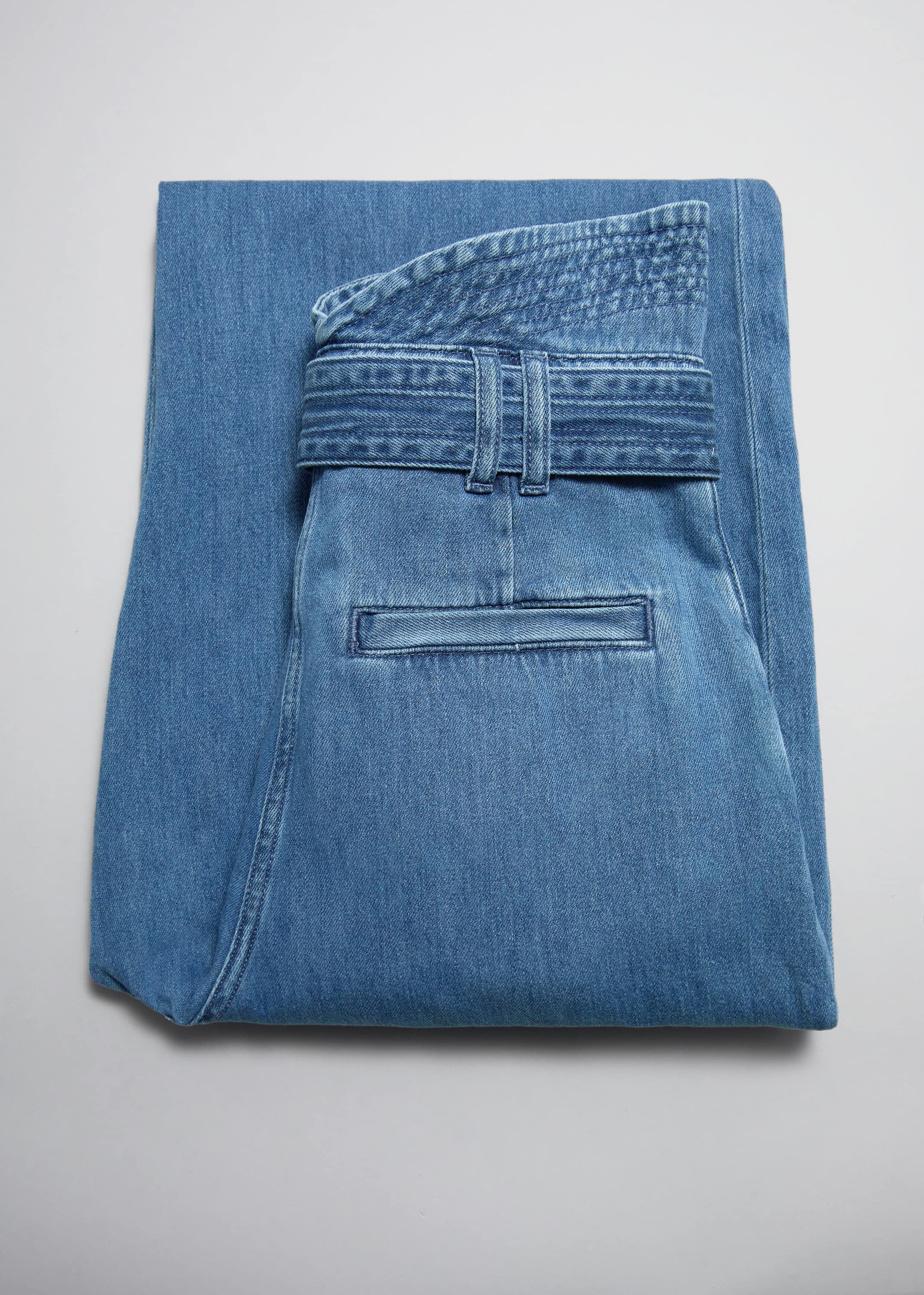 Wide Paperbag Denim Trousers - {{variantName}} - Descriptive Detail