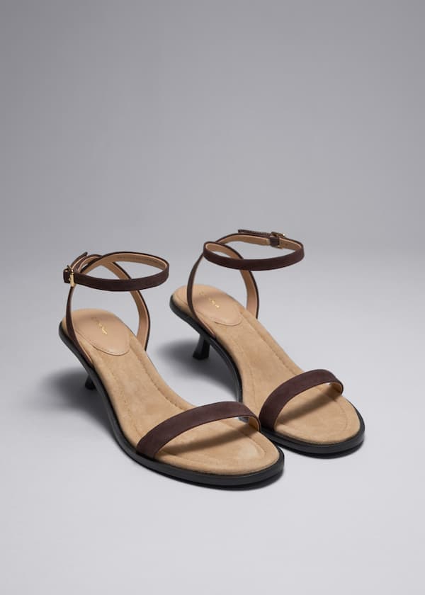 Kitten Heel Leather Sandals