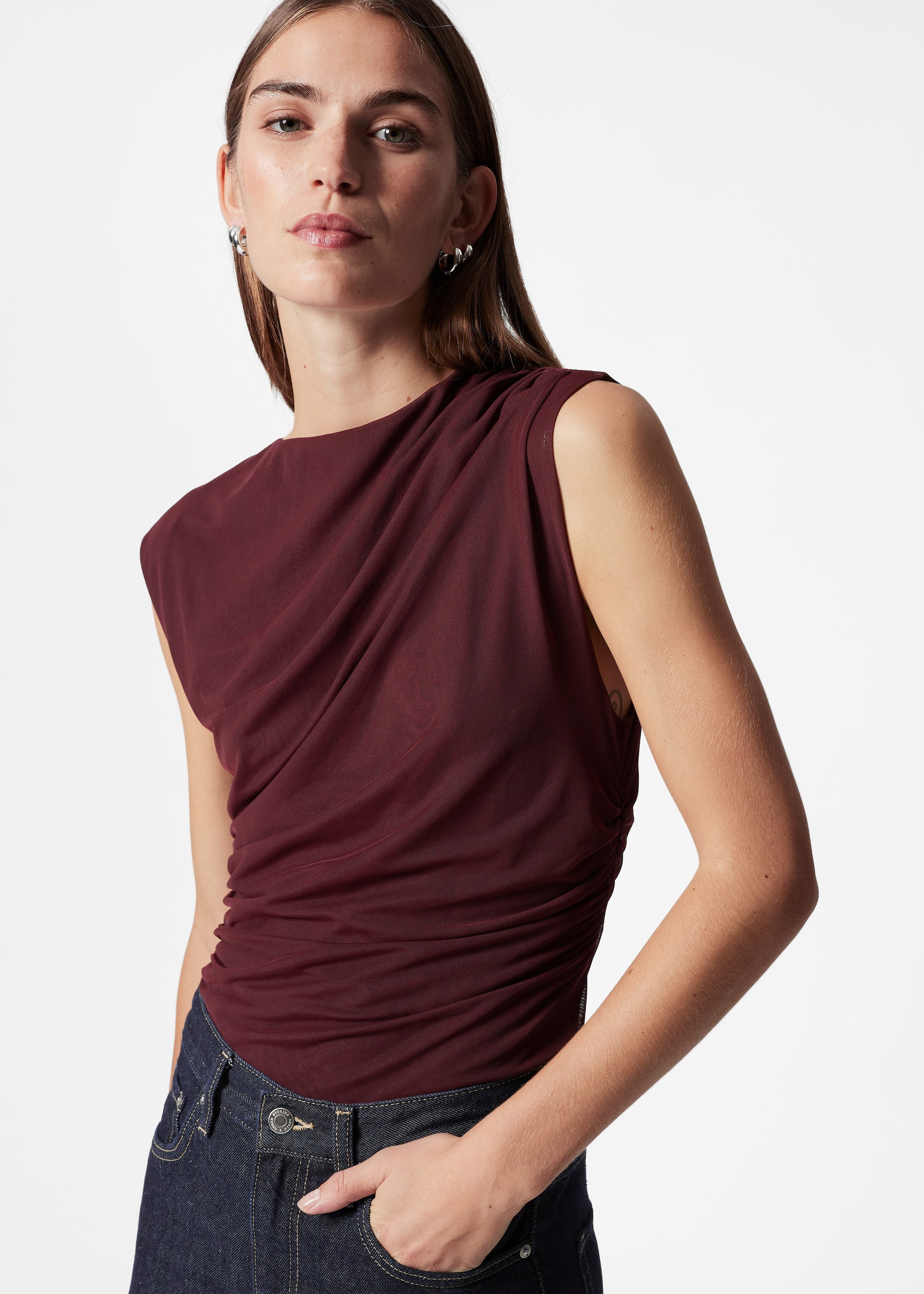 Image of Draped Printed Top