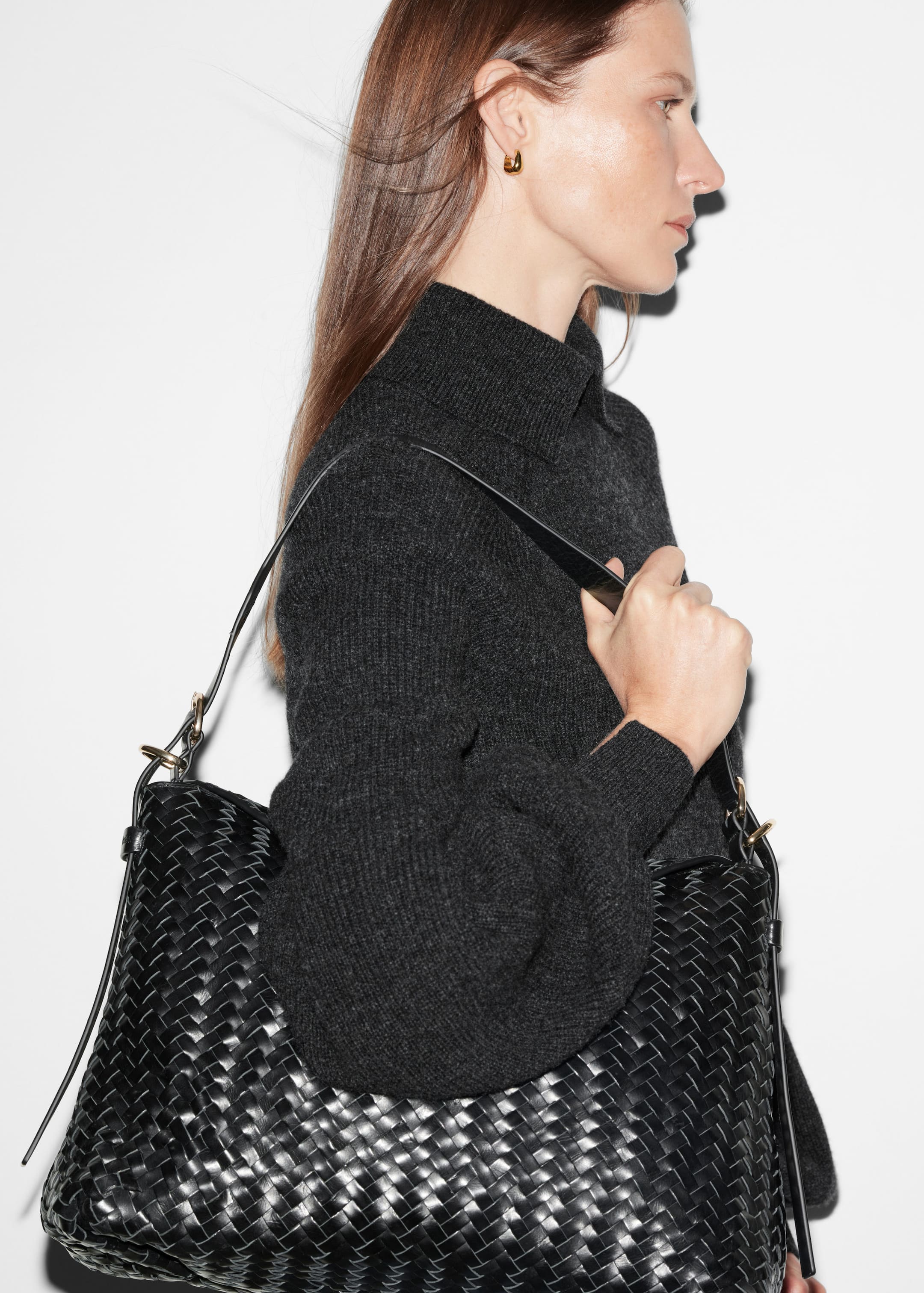 Large Braided Tote - Black - Lookbook