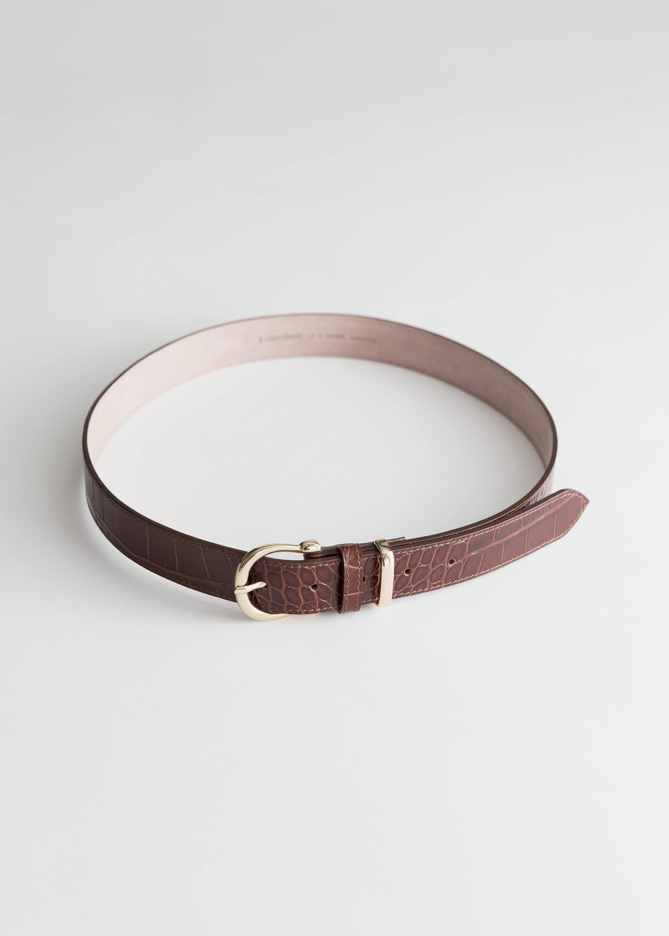 Croco Leather Belt - Black - Still Life