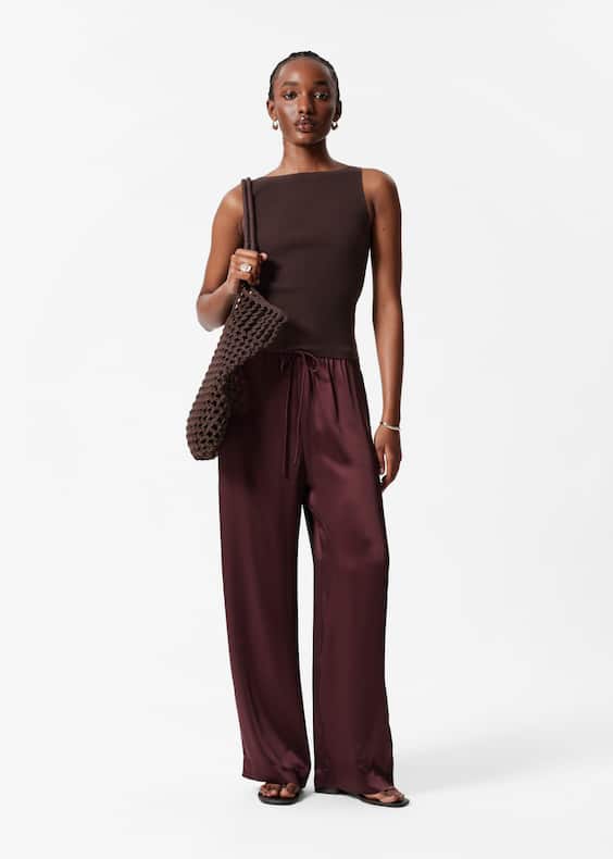Drawstring Satin Trousers