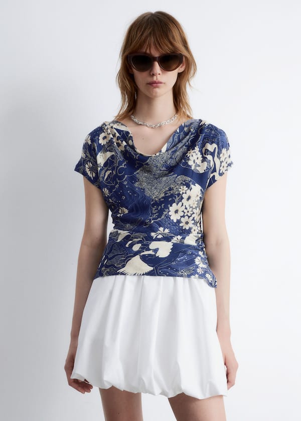 Draped Cowl-Neck Top
