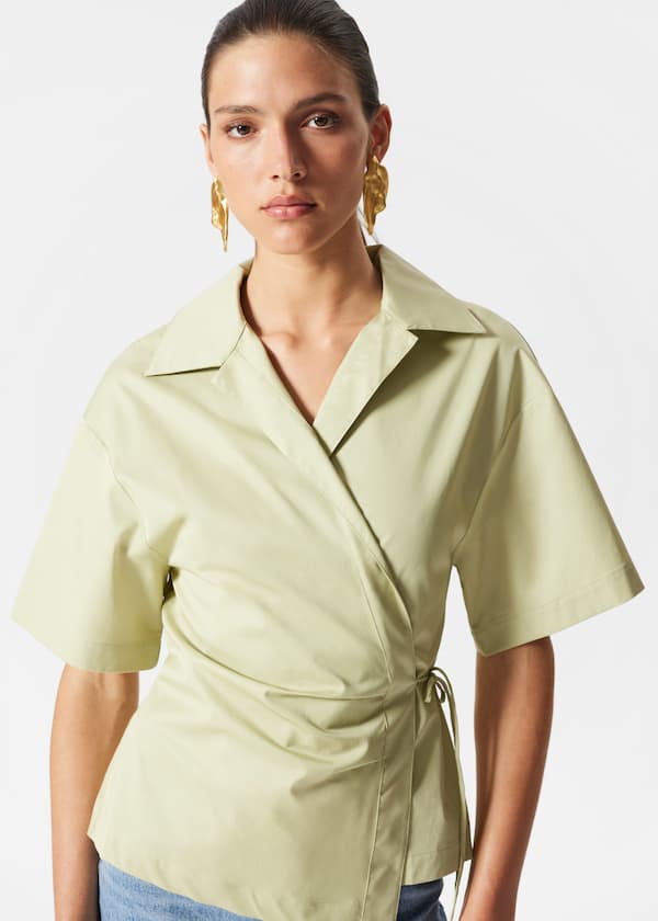 Short-Sleeve Wrap Shirt