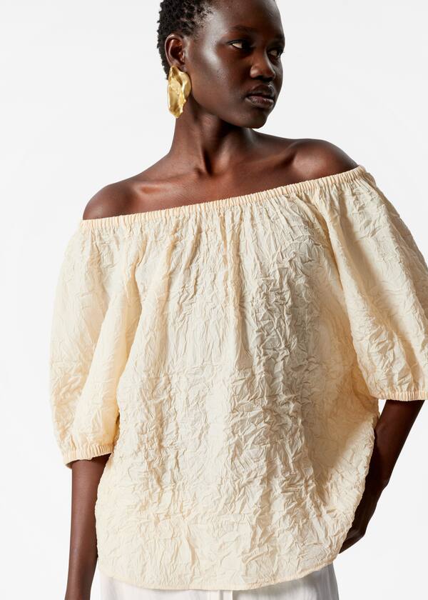 Textured Short-Sleeve Blouse