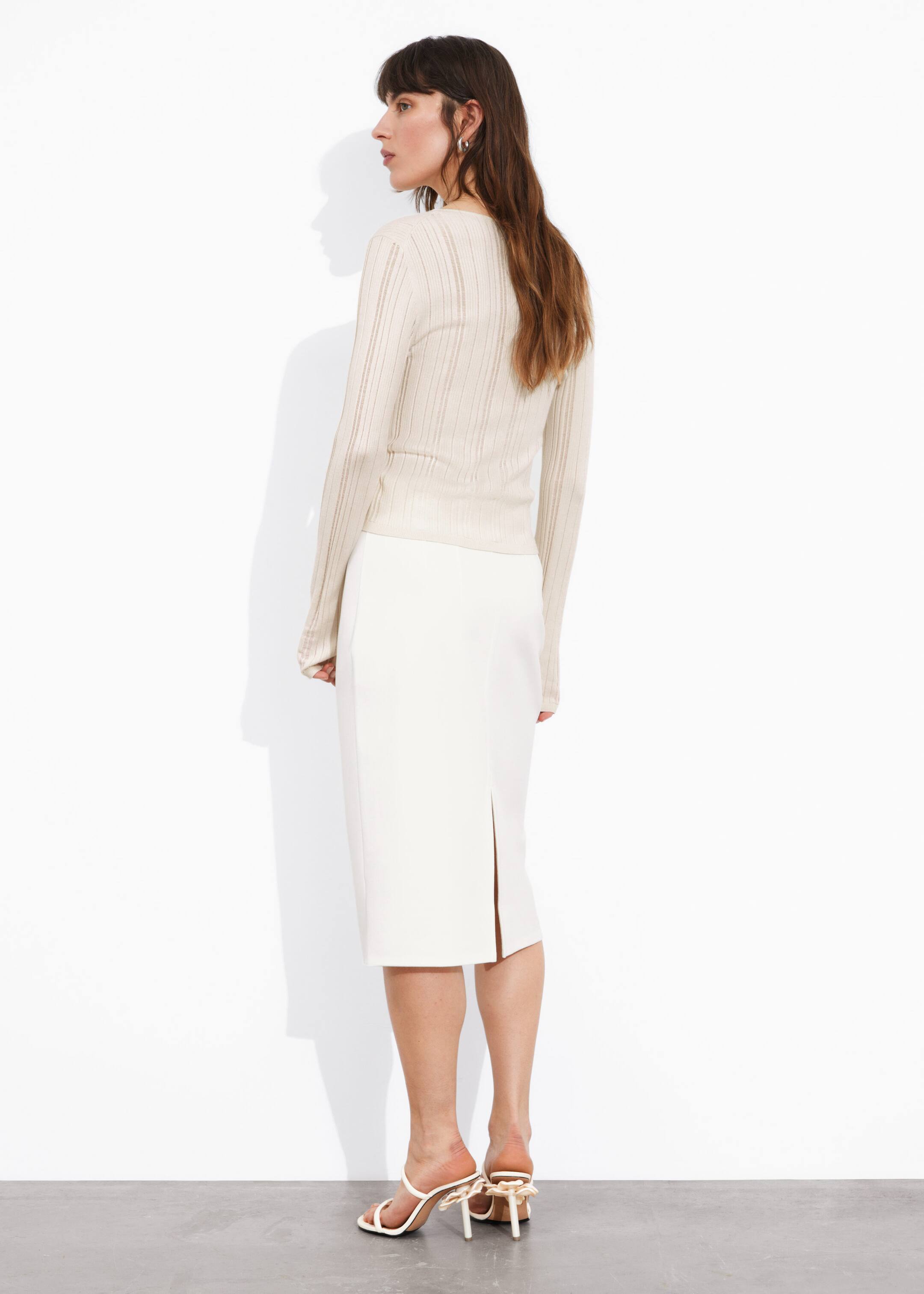 Jupe crayon midi habillée - Blanc - Lookbook