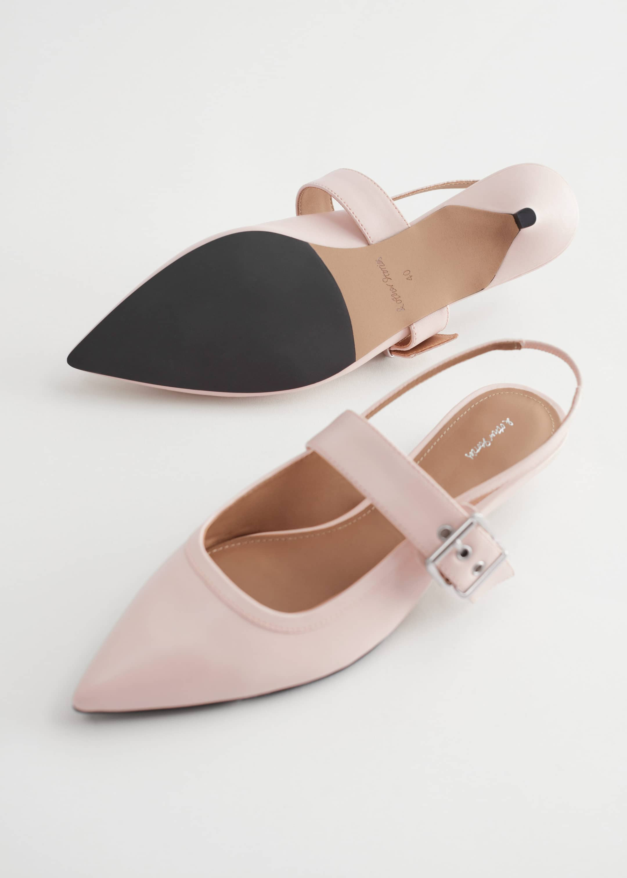 Slingback Leather Ballerinas - Light Apricot - Still Life