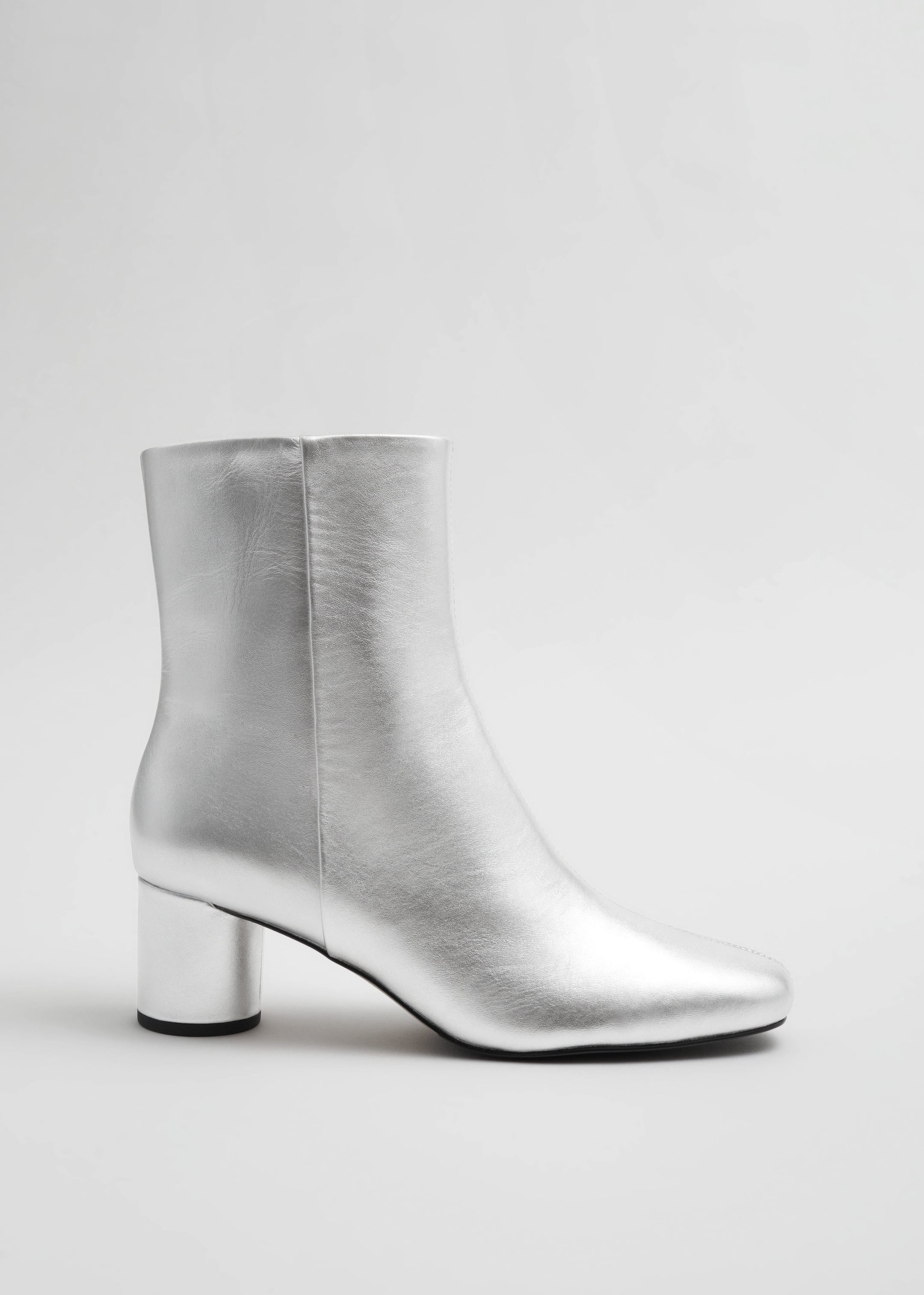 Leather Ankle Boots - Silver - Still Life