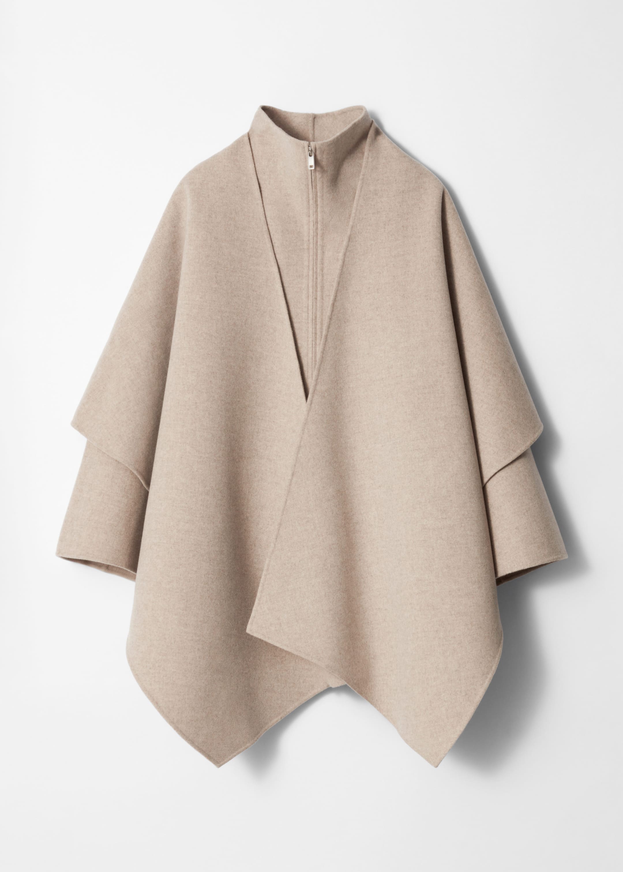 Asymmetric Wool Cape - Black - Still Life