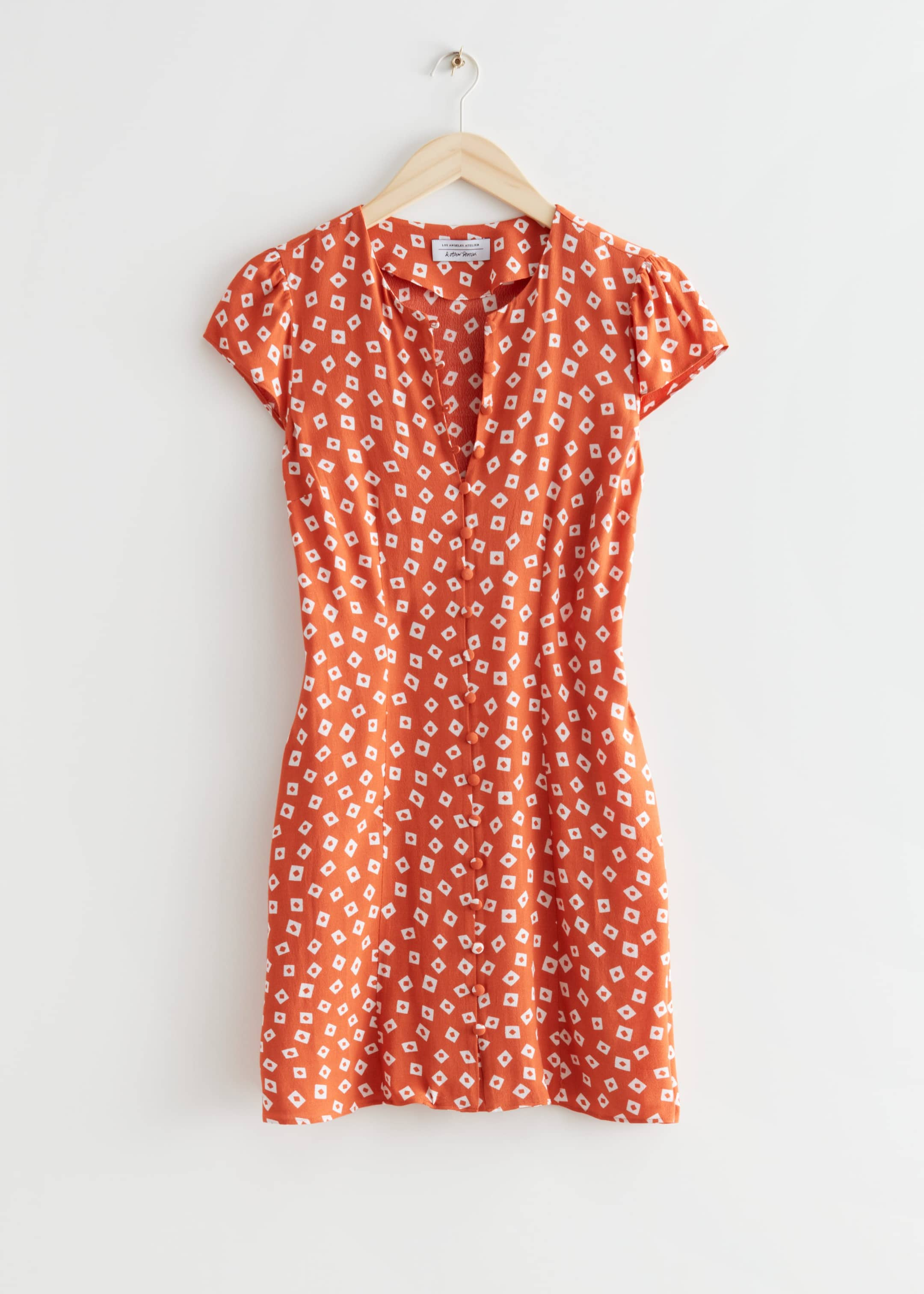 Printed Mini Dress - Orange Squares - Still Life