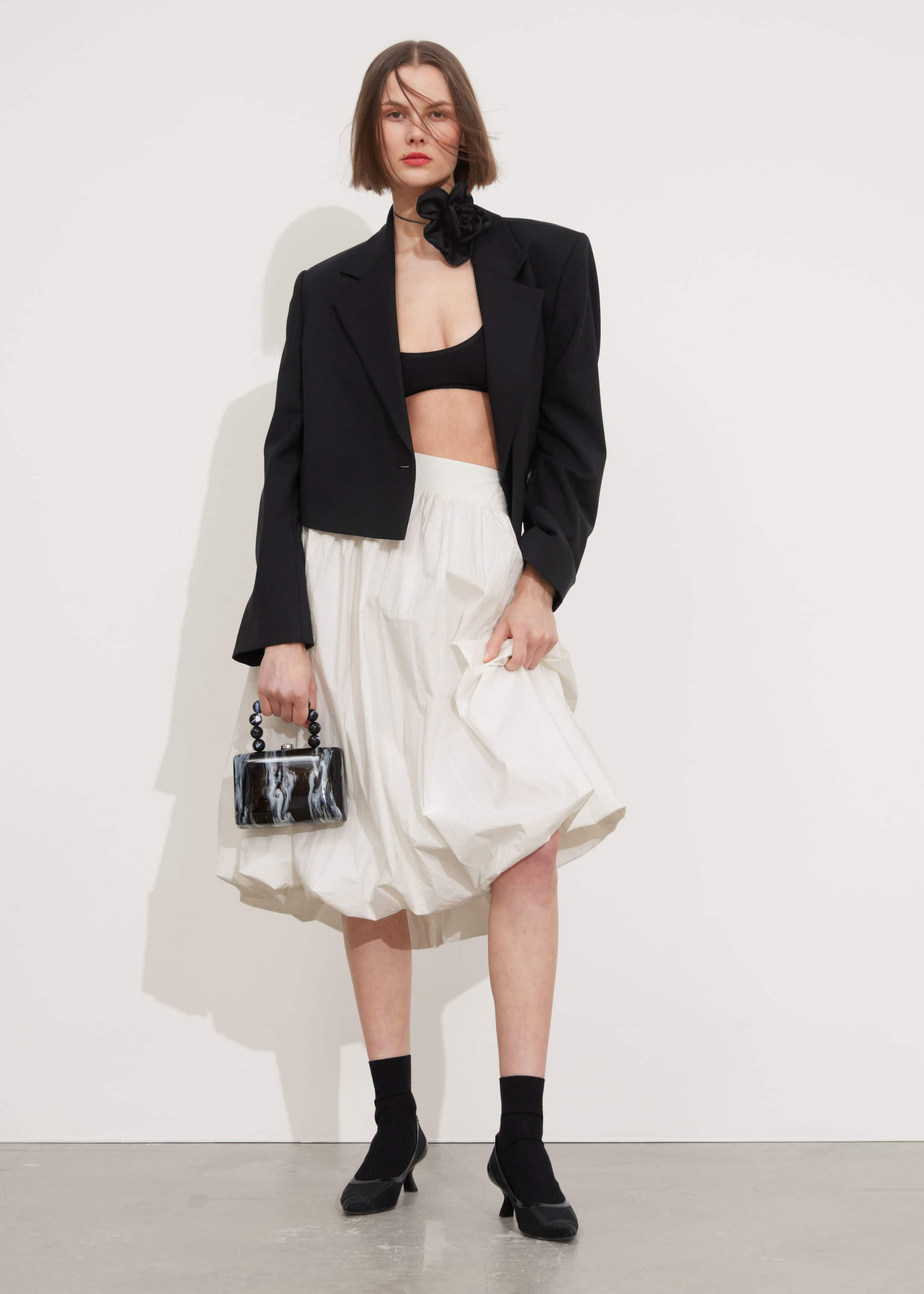 Image of Bubble-Hem Midi Skirt