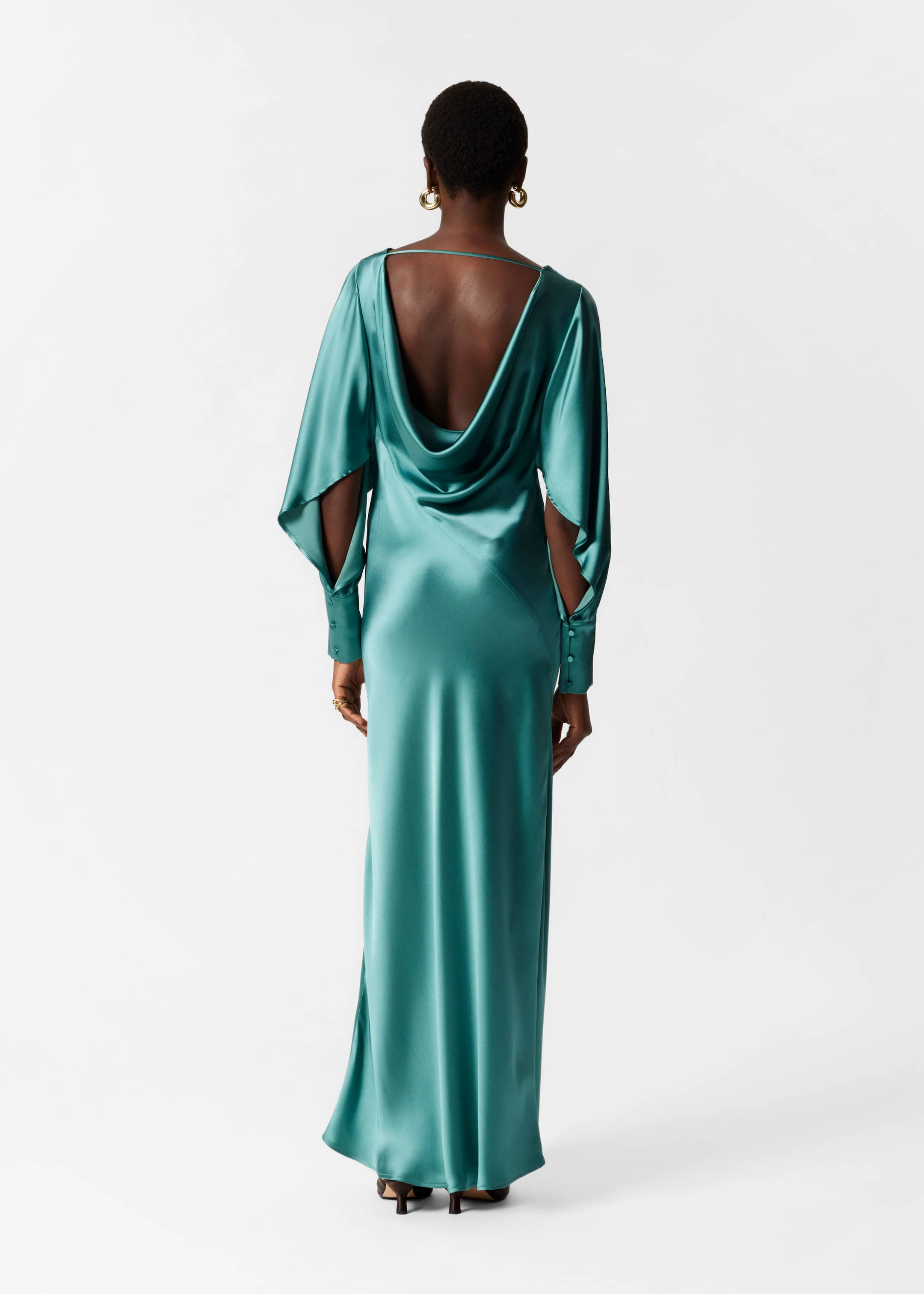 Satin Maxi Dress - Turquoise - Lookbook