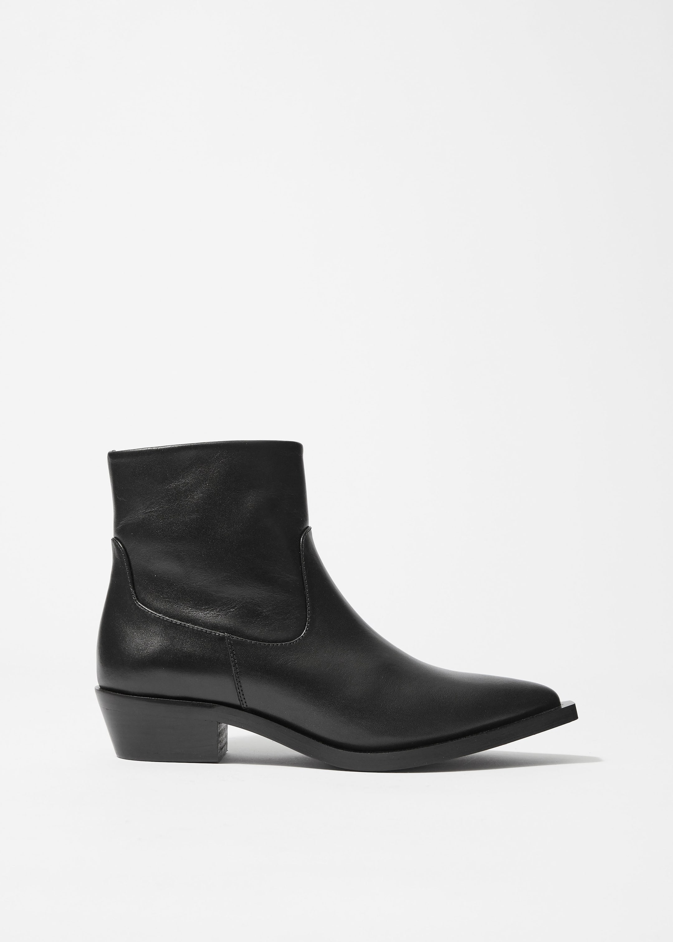 Image of Point-Toe Leather Ankle Boots