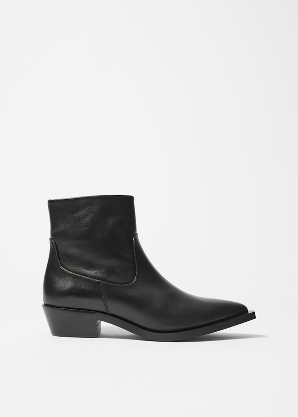 Point-Toe Leather Ankle Boots