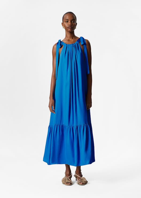 Gathered Sleeveless Midi Dress