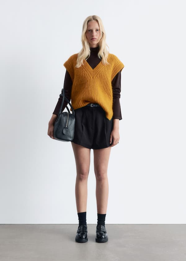 Knitted Mohair-Blend V-Neck Vest
