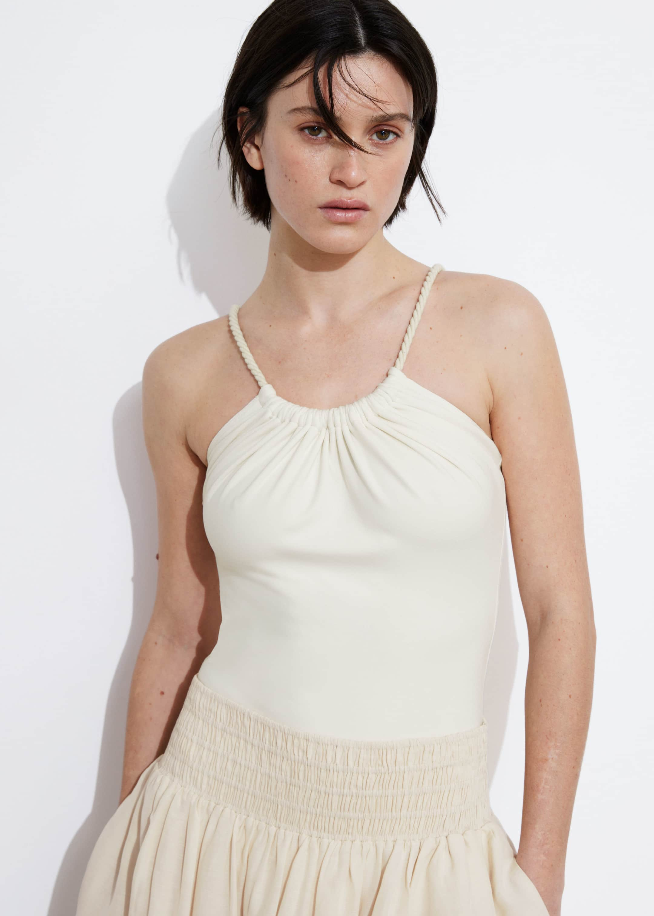 Rope-Strap Bodysuit - White - Lookbook