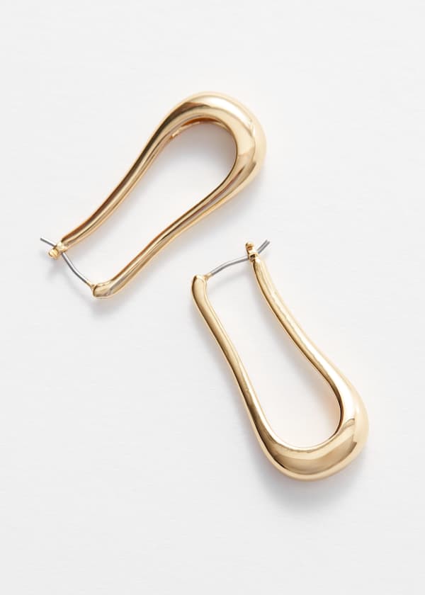 Elongated Bell Hoop Earrings
