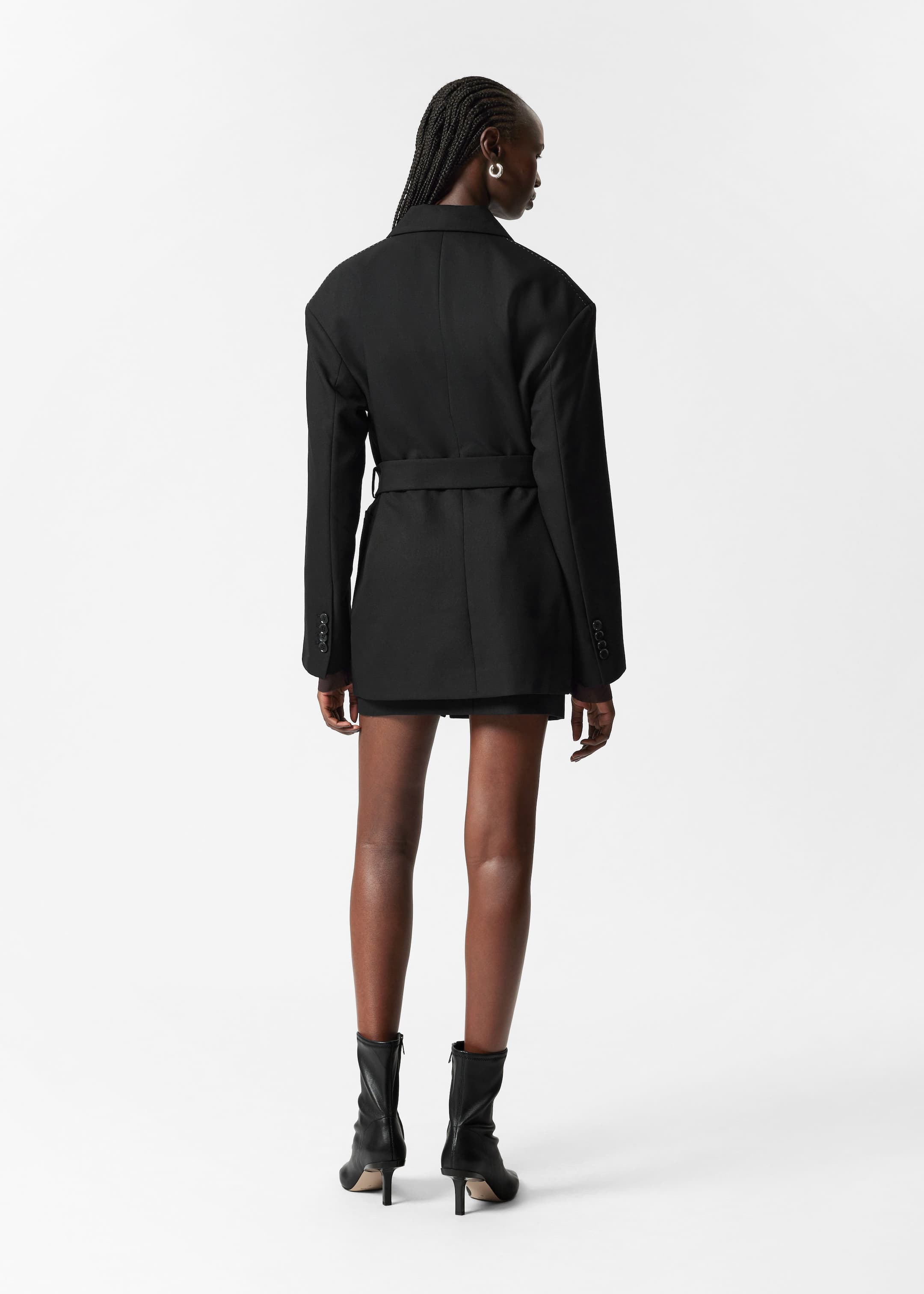 Belted Wool Blazer - Black - Lookbook