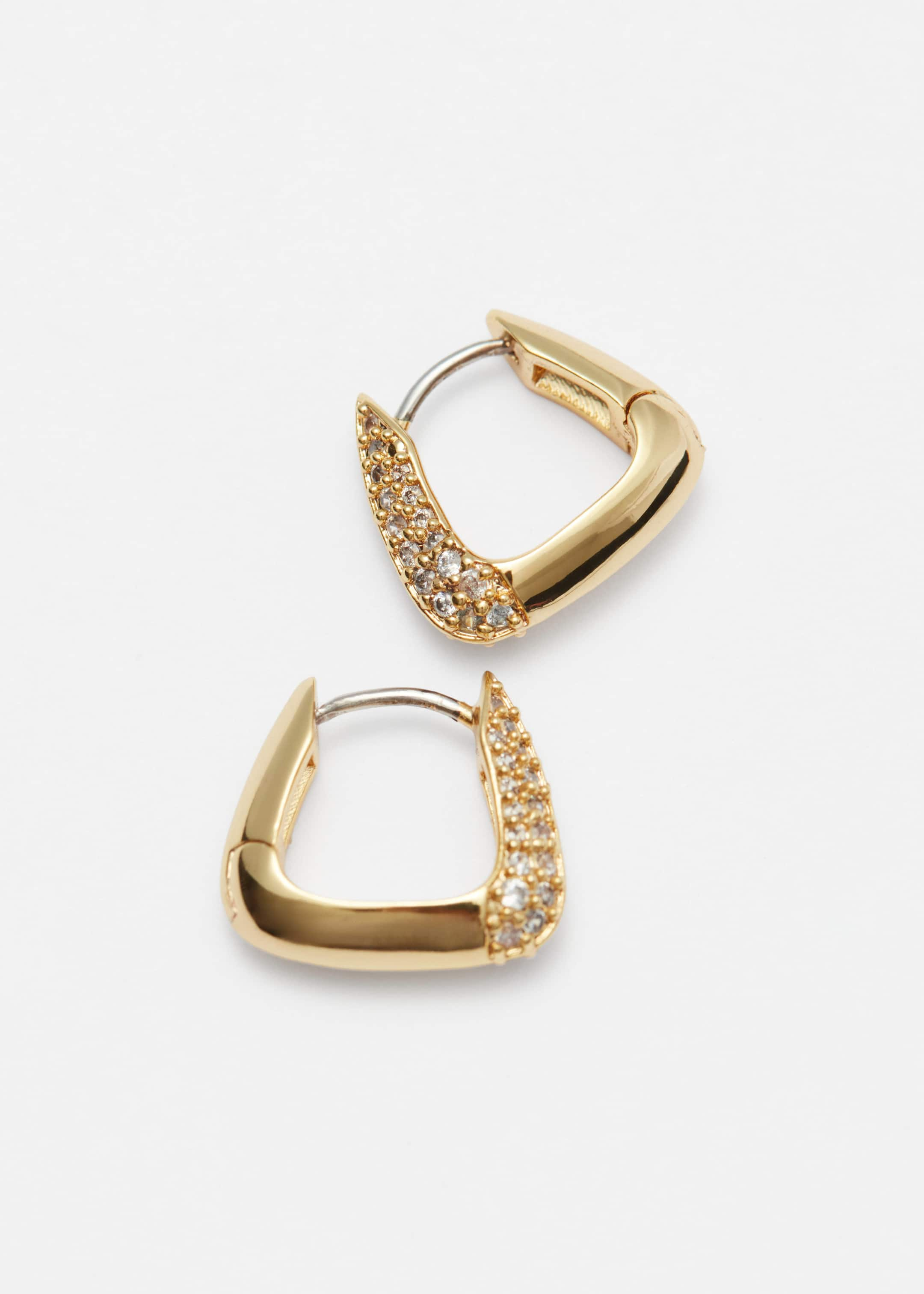 Triangular Crystal Hoops - Gold - Still Life