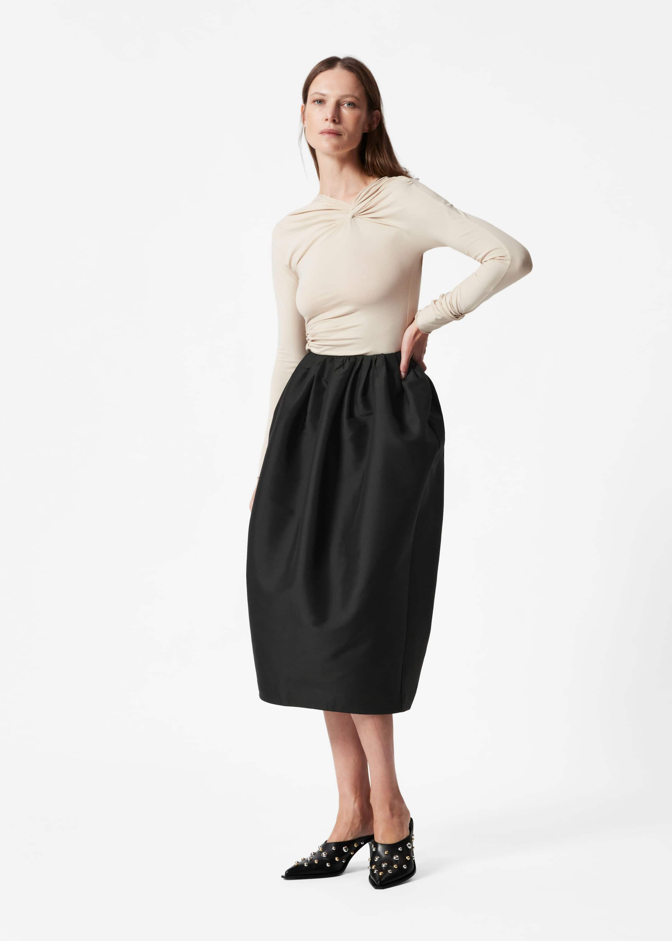 Balloon Midi Skirt - Noir - Lookbook