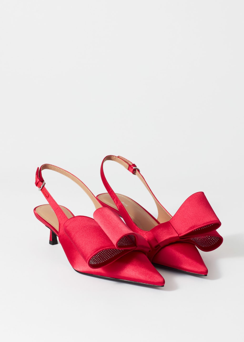 Bow-Embellished Satin Pumps - Red satin - Pumps - & Other