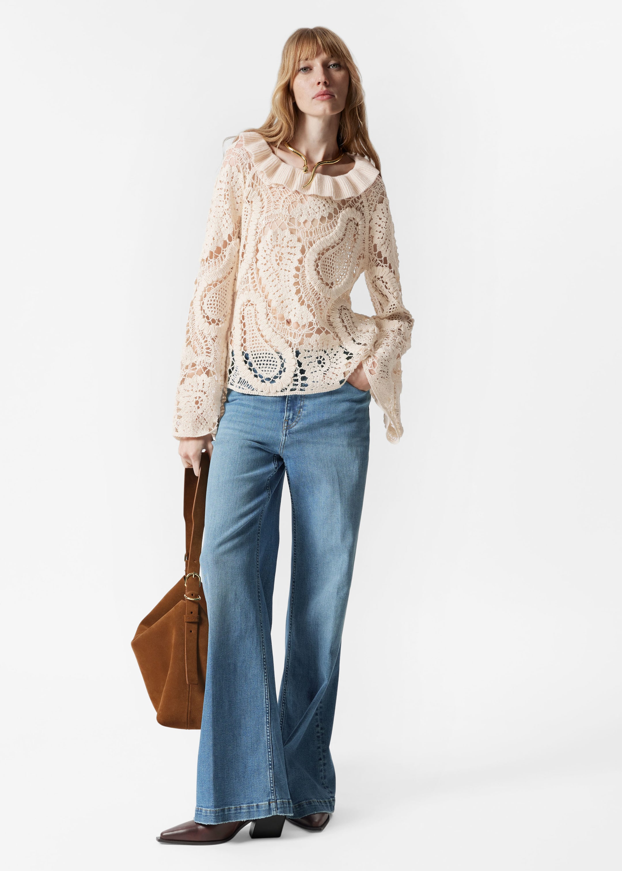 Paisley-Crochet Blouse - Beige - Lookbook