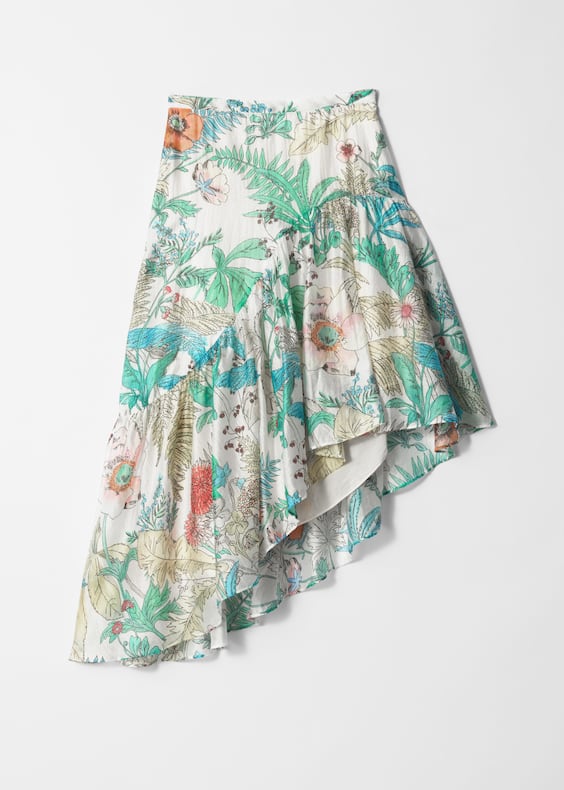Asymmetric Ruffle Midi Skirt