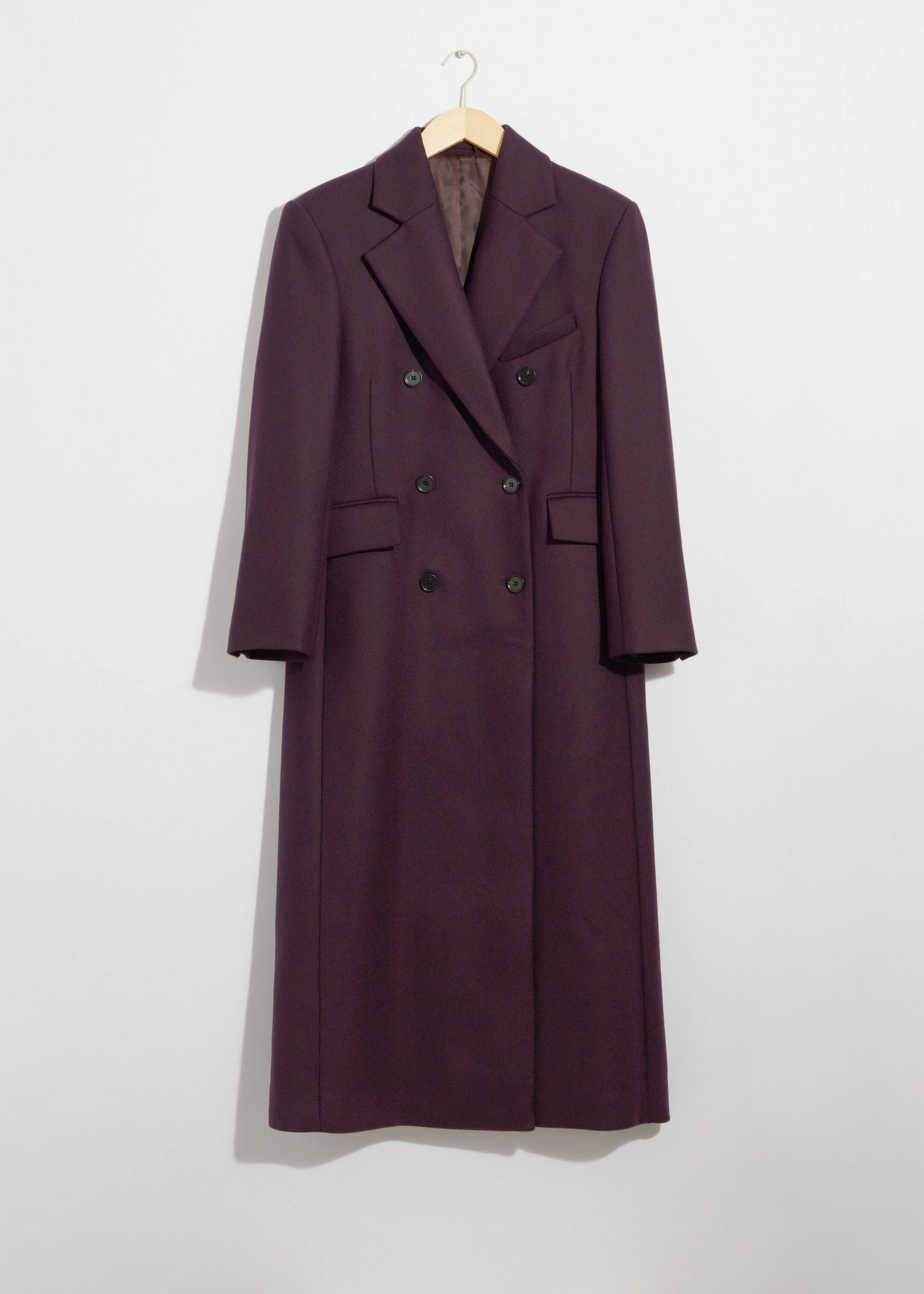 Long Wool Coat Dark Purple Coats Other Stories DK