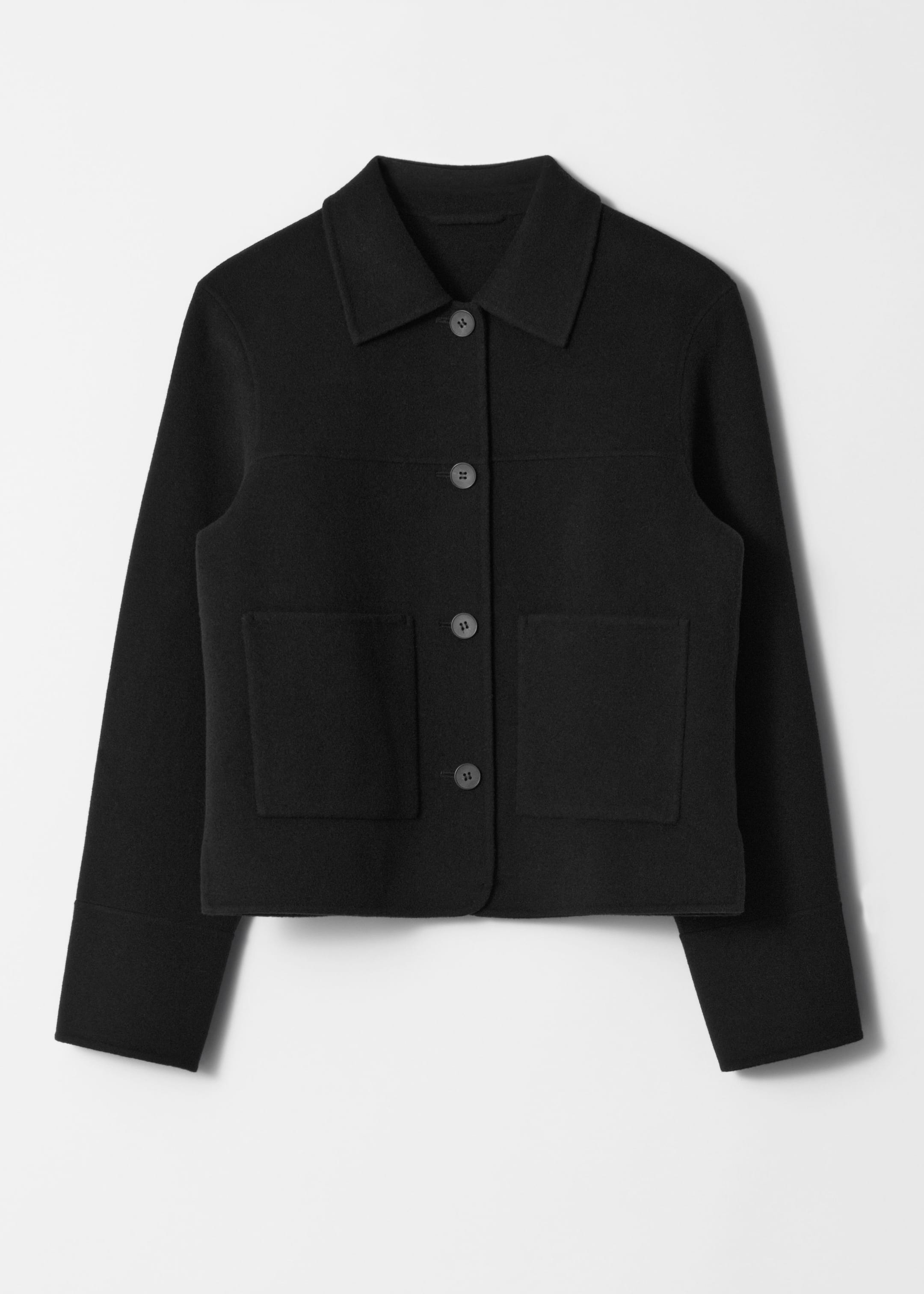 Collared Wool Jacket - Black - Still Life