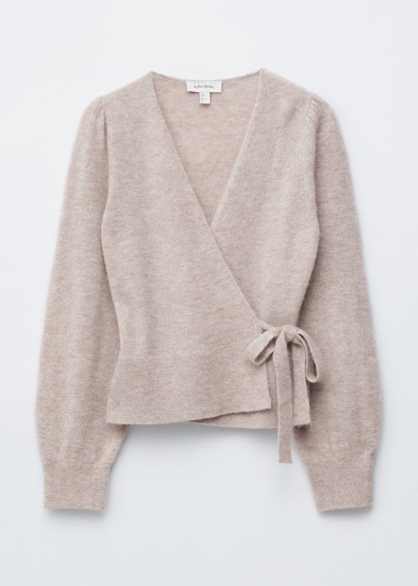 Mohair-Blend Knitted Wrap Cardigan