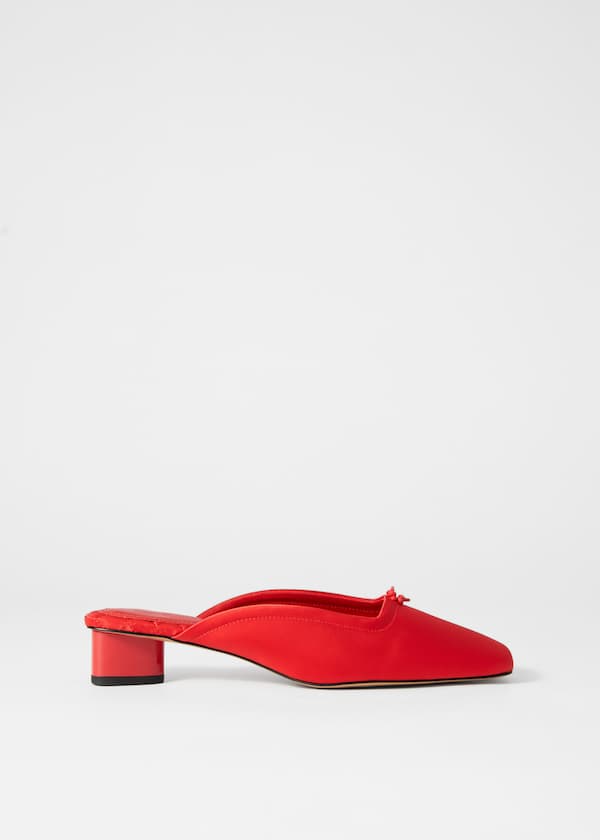 Square-Toe Satin Mules