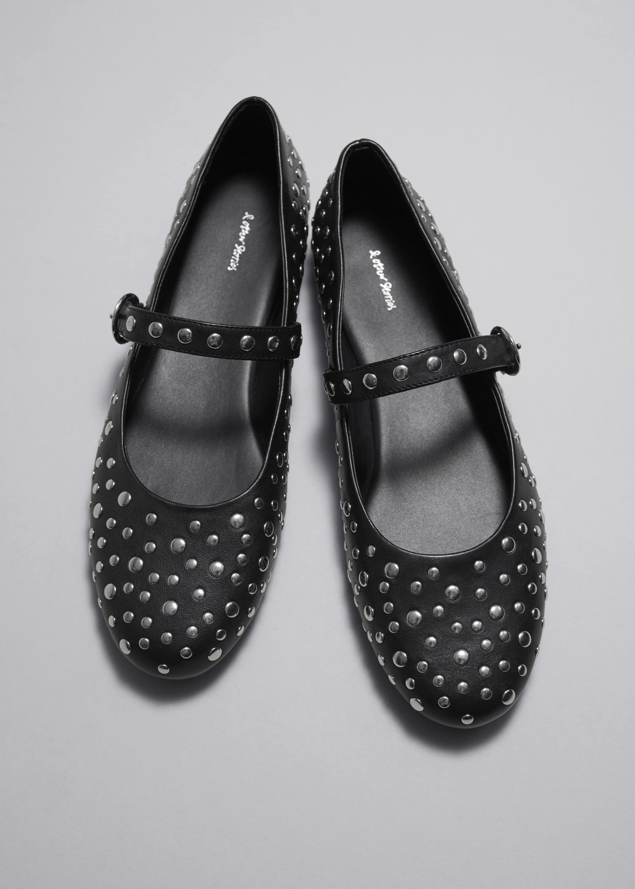 Studded Leather Ballet Flats - Black - Still Life