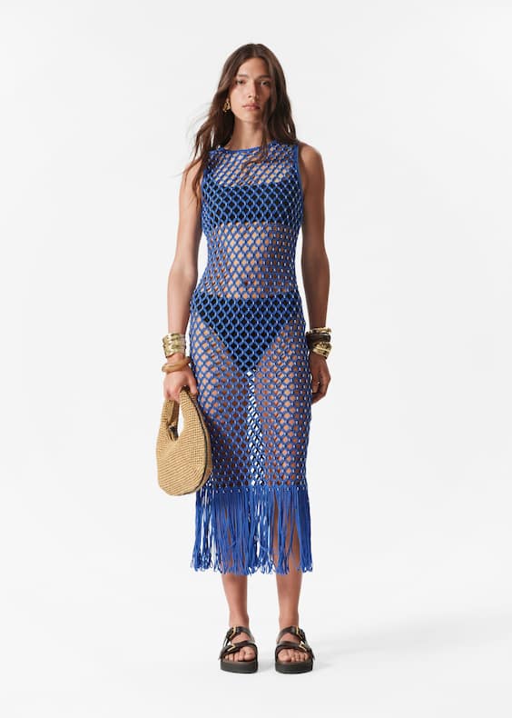 Open-Knit Midi Dress