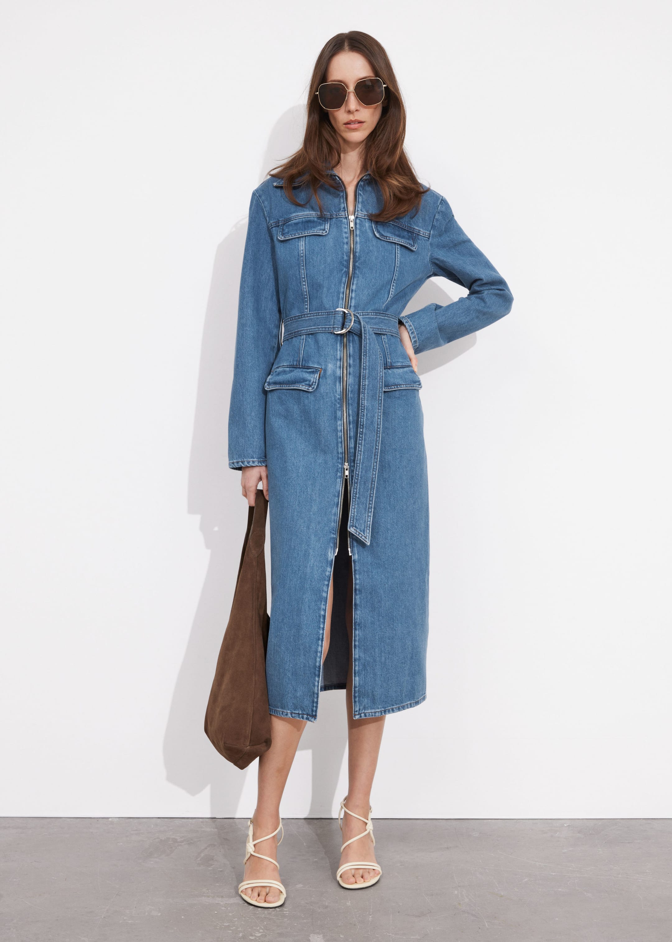 Image of Belted Utility Midi Dress