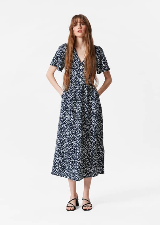 V-Neck Midi Dress