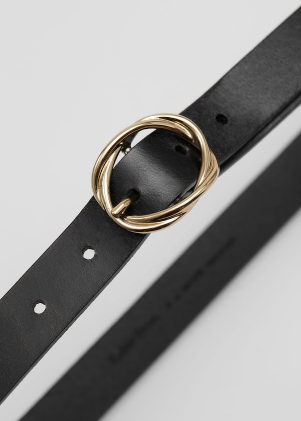 Knot-Buckle Leather Belt