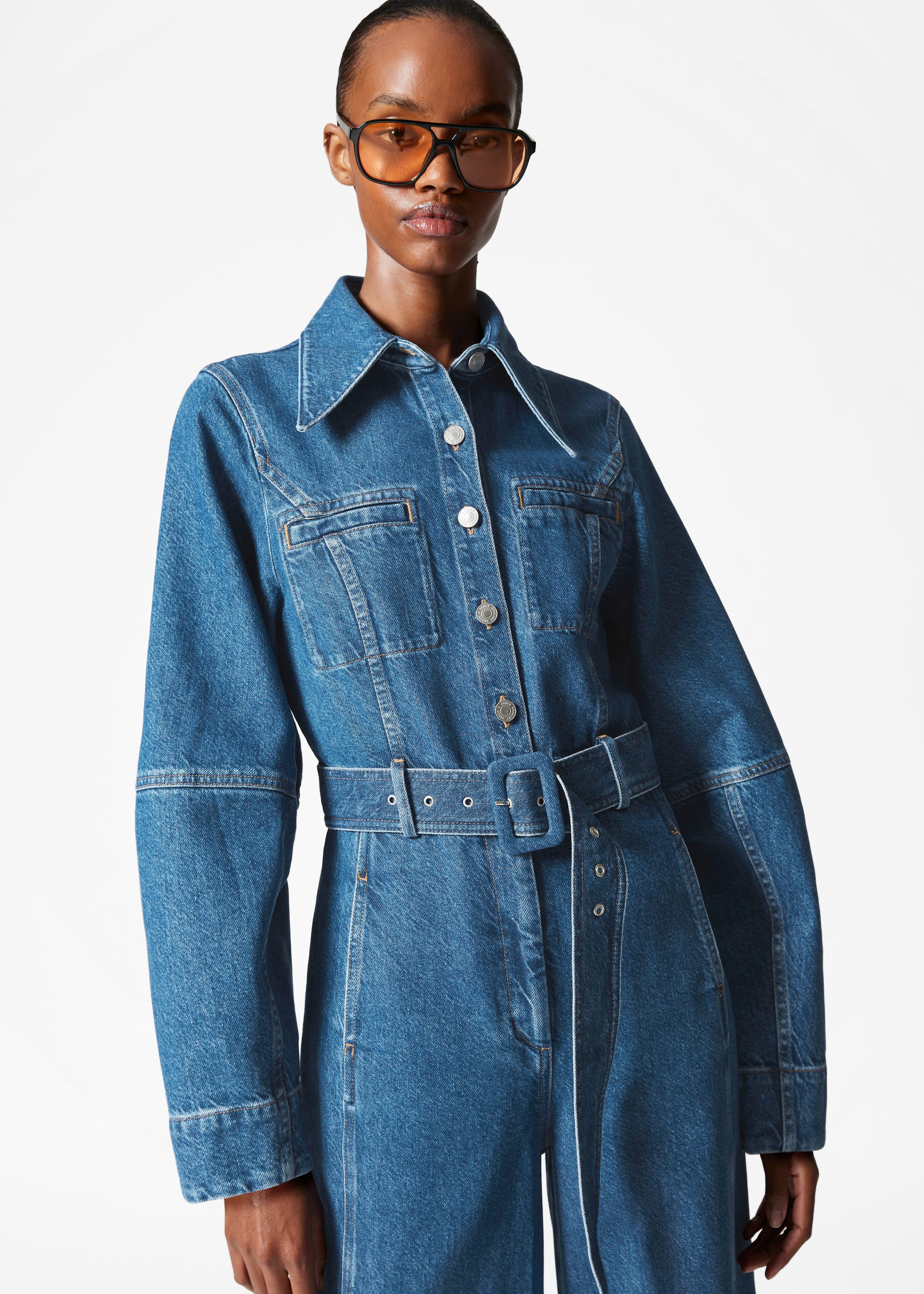 Denim Jumpsuit - Mid blue - Lookbook