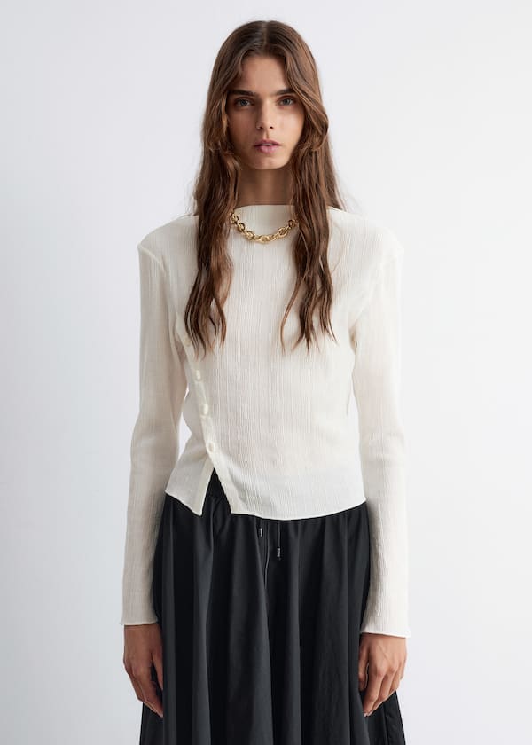 Boat-Neck Flared-Sleeve Top