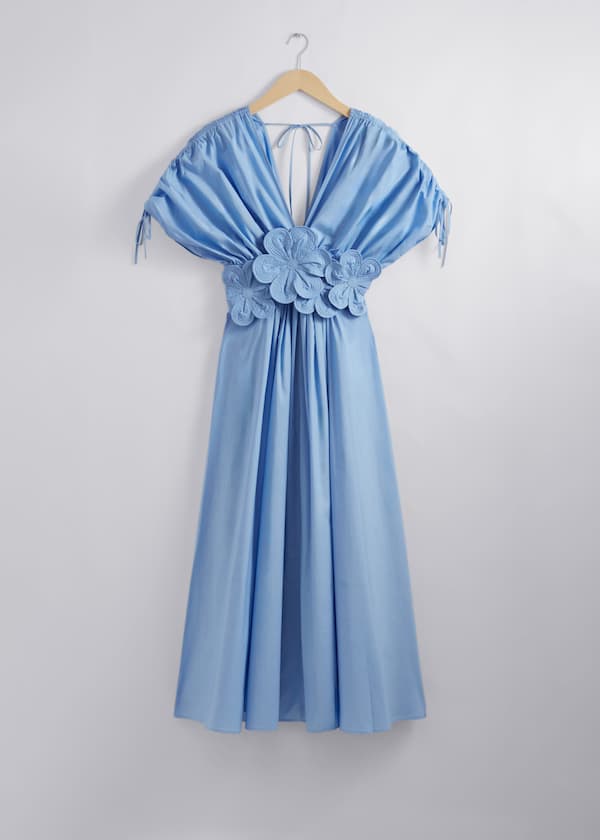 Floral Appliqué Midi Dress