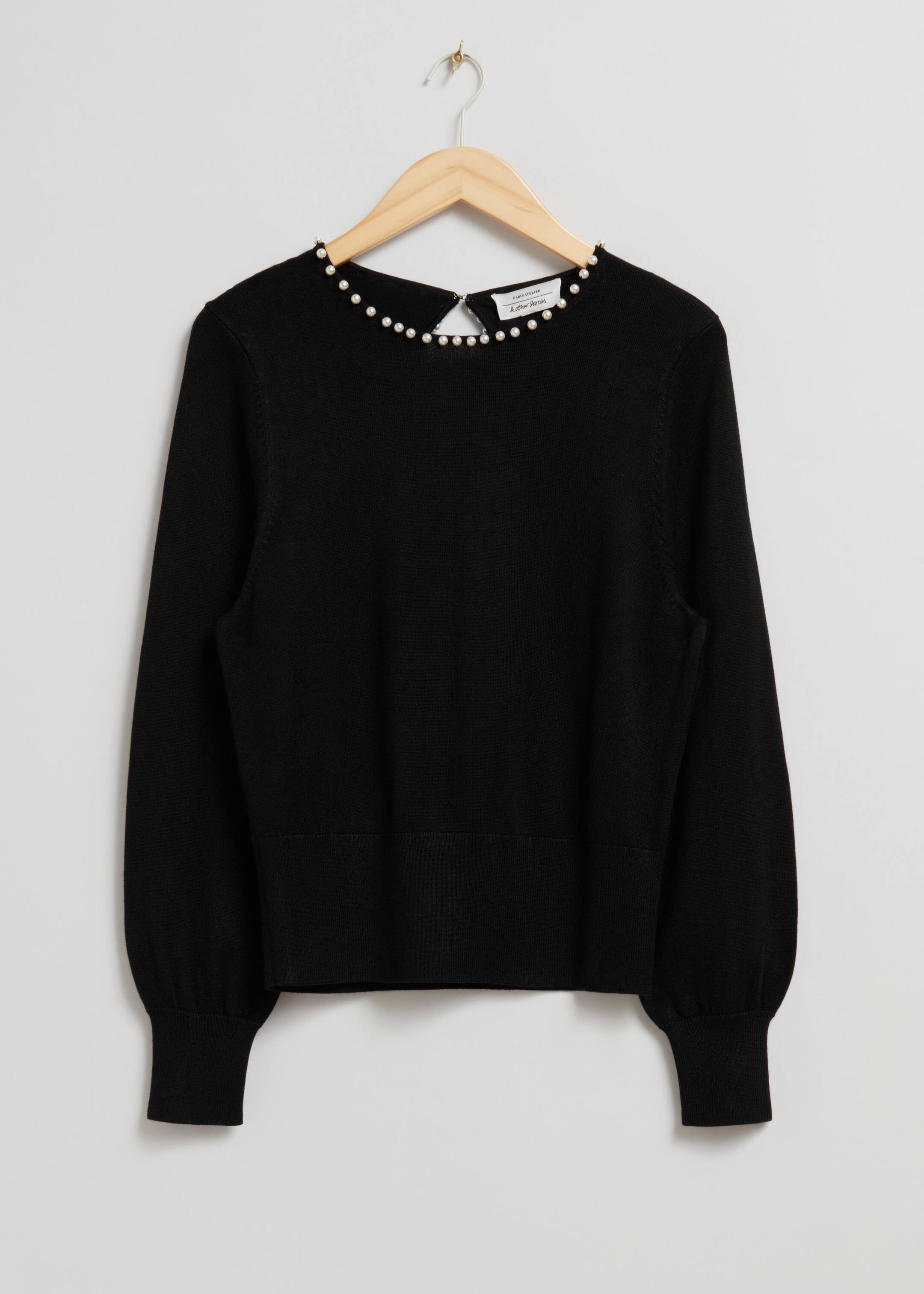 Sweater with pearl bead cuffs online