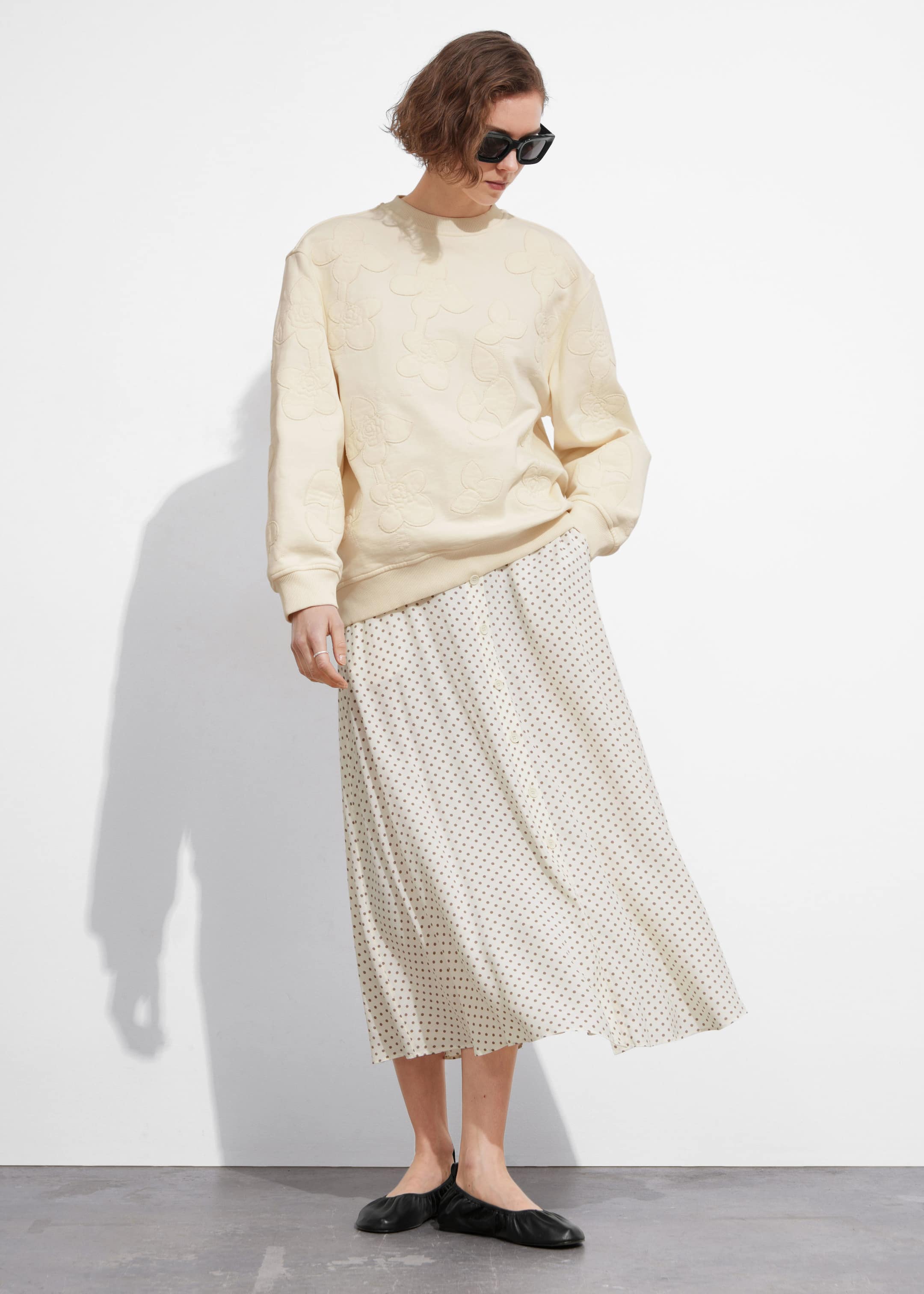 Image of Buttoned A-Line Midi Skirt