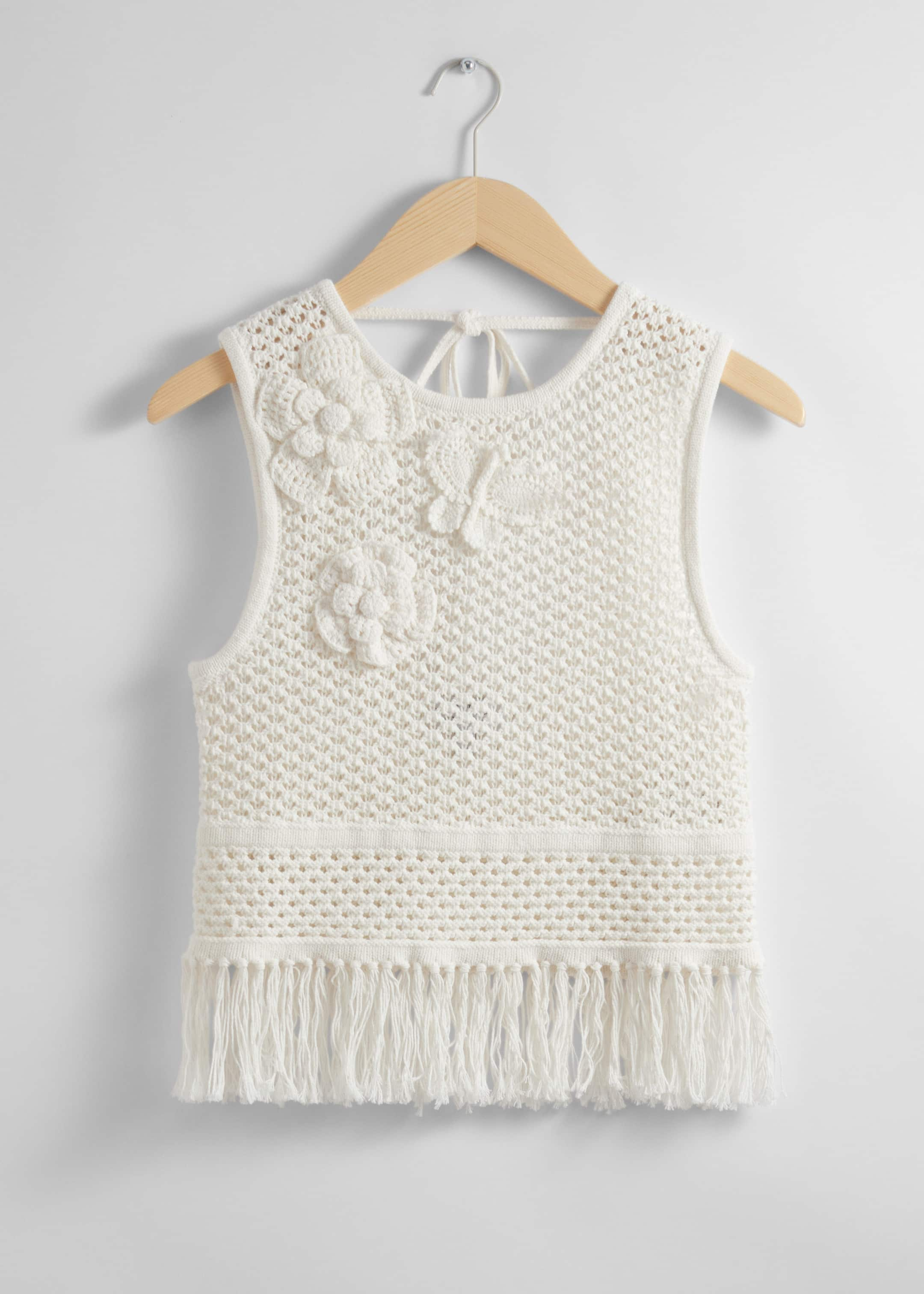 Crocheted Fringe Tank Top - Cream - Still Life